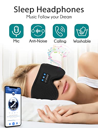Sleep Mask with Bluetooth Headphones (Elegant Black)