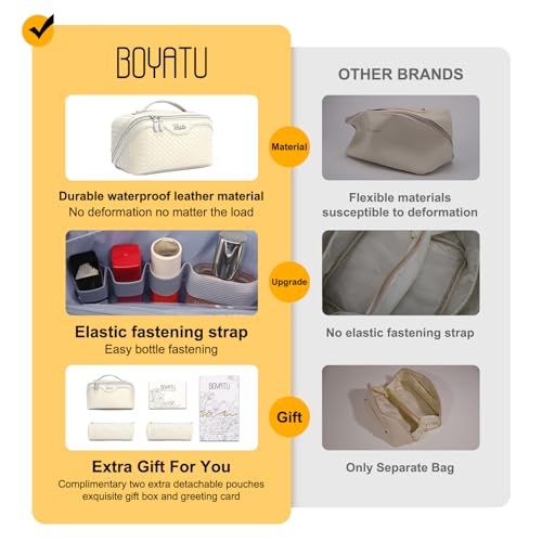 Travel Makeup Bag Cosmetic Bags for Women (L09 Beige)