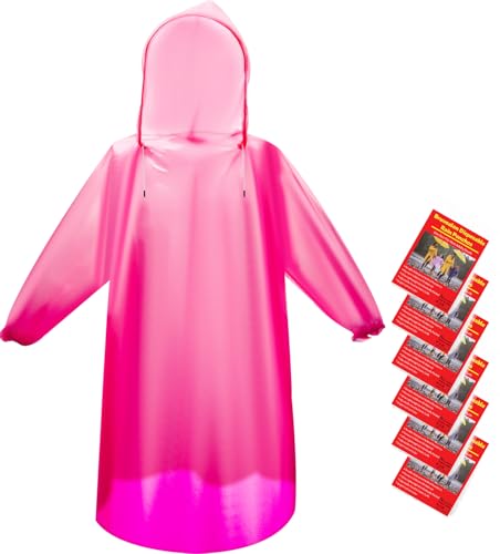 6 & 20 & 50 Pack Disposable Rain Ponchos for Adults (Pink / 6 Pack)