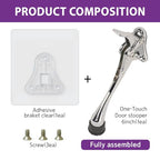 1 Stopper Adhesive Door Stop (Chrome / 6 INCH X 1 PACK)