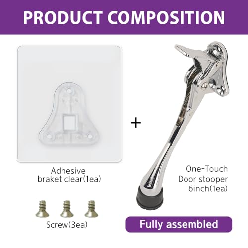 1 Stopper Adhesive Door Stop (Chrome / 6 INCH X 1 PACK)
