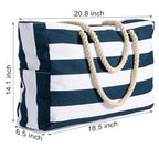 Beach Bags for Women Large Waterproof Beach Tote Bag Zipper Beach Bags Waterproof Sandproof Swim Pool Bag Large Tote (Dark Blue)