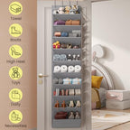 XXL Clear Over the Door Shoe Organizer for Closet Fit 30 Pairs ﻿ (Grey 20-25 Pairs PVC Window / XXL)