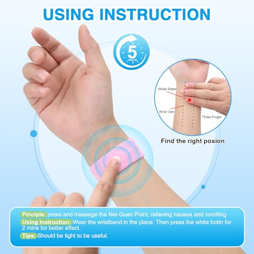 Motion Sickness Bracelets for Adults (Black,blue,grey,orange,white / 6 Pair (Pack of 1))