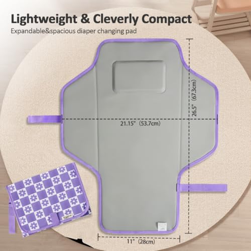 Portable Changing Pad (Purple Checkers&Flowers)