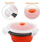 Red Silicone Collapsible Food Storage Containers (Round Red-3pcs)