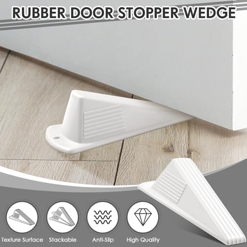 2 Pcs Jumbo Door Stoppers Heavy Duty Rubber Doorstop (White)