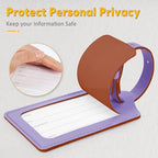 8 Pack Leather Luggage Tags for Suitcases Travel Tag (Purple)