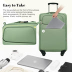 4 Piece Expandable Luggage Set (Softside Luggage(22/26/30) / Light Green+18IN)