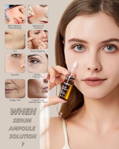 Anti Aging Serum with Hyaluronic Acid Vitamin C Serum Facial Serum Ampoules 0.35 oz 4 Kits 16 Vials (gift box)