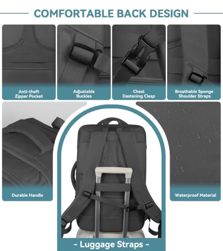 Expandable Travel Backpack (Khakiblack / 18.4 Inch (22''x14''x11''))