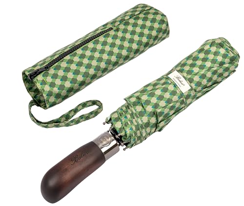 Folding Umbrella Real Wood Handle Kimono Olive Night (Kimono Olive Night)