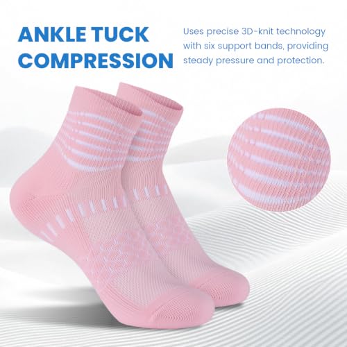 Ankle Compression Socks Women Men Plantar Fasciitis Relief 3 Pairs (X-Large / Macaron-pink+purple+blue(3 Pairs))