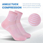 Ankle Compression Socks Women Men Plantar Fasciitis Relief 3 Pairs (Large / Macaron-pink+purple+blue(3 Pairs))