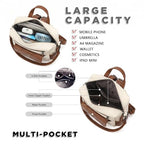PU Leather Small Backpack Purse for Women Ladies White Brown (White Brown)
