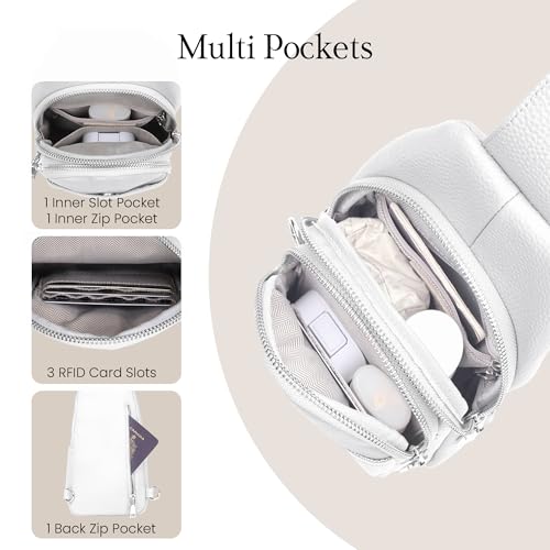 Genuine Leather Small Crossbody Bags for Women Anti (White)