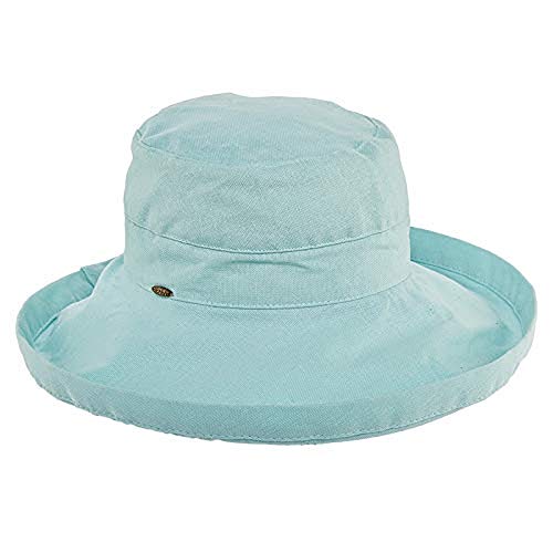 Women's Cotton Hat with Inner Drawstring and Upf 50+ Rating (One Size / Aqua)