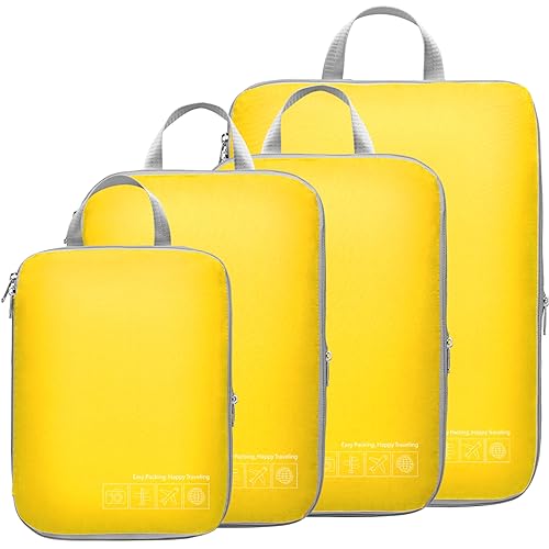 Compression Packing Cubes for Travel (01 Yellow / 4-Piece Set)