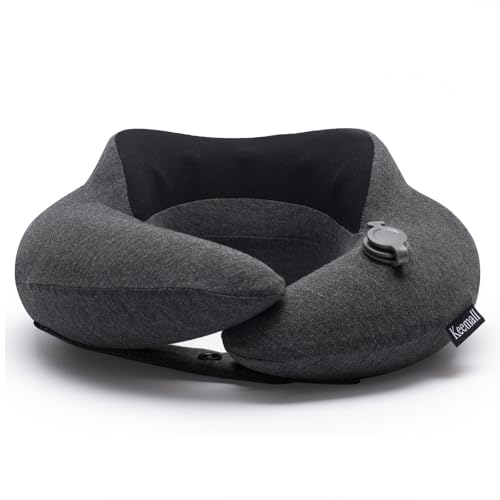 Upgraded Premium Inflatable Travel Neck Pillow for Airplane & Car (Senior Grey / Medium)