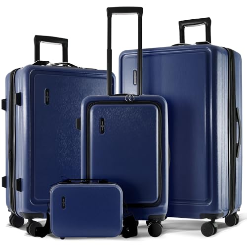 4 Piece Luggage Sets with Spinner Wheels (4 Piece Set (20/24/28) / Navy)