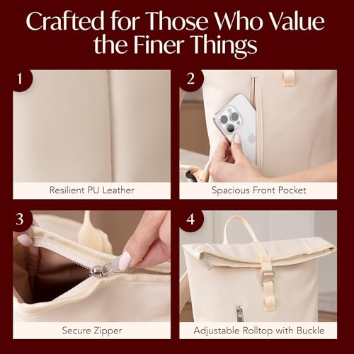 Two Bottle Rolltop Wine Tote Bag (Beige)