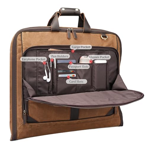 Polare Waxed Canvas Full Grain Leather Trim Garment Carry on Bag for Business Travel