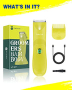 Unisex Hair Trimmer with Adjustable Guards (Yellow)