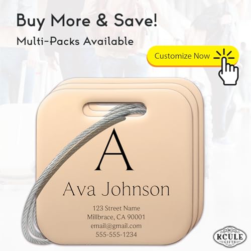 Customized Stainless Steel Luggage Tags (Classic Square-rose Gold)