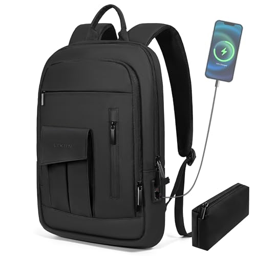 Backpack for Men Slim Business Laptop Commute Backpack (15.6" / With Pocket / Black)