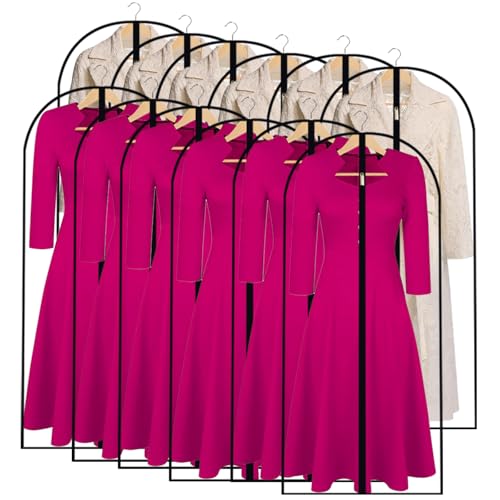 Garment Bags for Hanging Clothes 24" x 54"Coat Covers for Closet Foldable Washable Dress Bags for Hanging Clothes for Long Dress Dance Costumes Suits Gowns Coats (Black / 24''X55'')