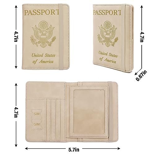 Rfid Passport Holder for Travel women (Beige)