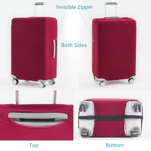 Travelkin Luggage Covers For Suitcase Tsa Approved Suitcase Cover Protector (Wine Red / L)