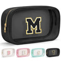 Initial Birthday Gifts for 3 4 5 6 7 8 9 10 11 12 13 Year Old Girls Clear Makeup Bag Cosmetic Travel Beach Bag Car Organizer Essentials for Women (Large-Black / M)