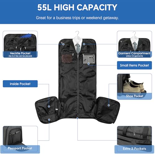 Garment Duffle Bags for Travel (Midnight Grey)