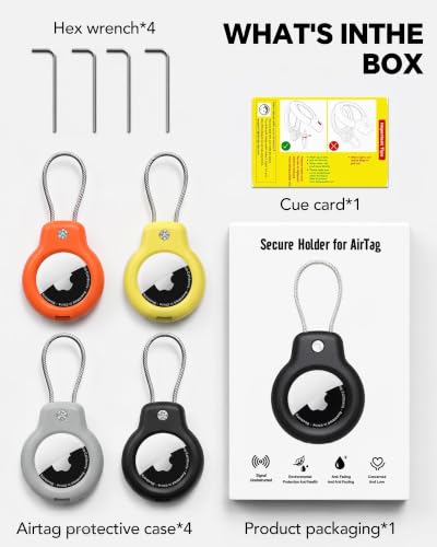 for AirTag Holder Keychain (Black/Grey/Orange/Yellow)