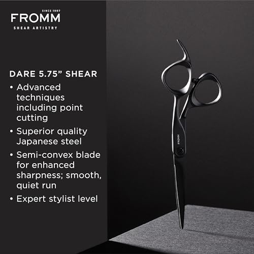 Professional Dare 5.75" Precision Slide & Point Hair Cutting Shears in Matte Black (Dare 5.75” 2-piece shear)