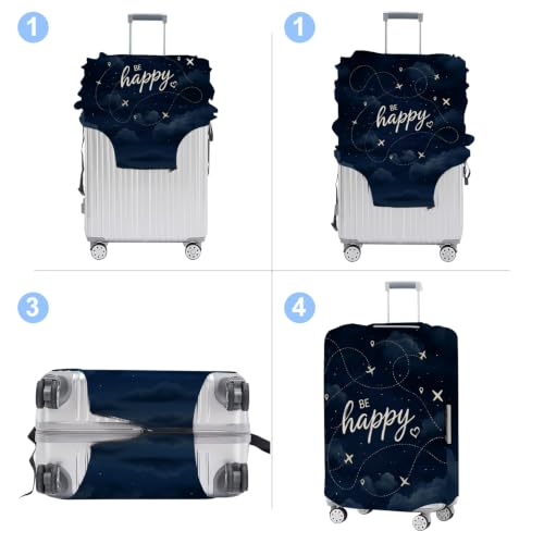 Luggage Cover Washable Suitcase Protector Anti (Be Happy / M(fits 24-26Inch suitcase))
