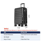 Carry On Luggage 22x14x9 Airline Approved Hardshell Carry On Suitcases with Wheels Travel Rolling 20 Inch Luggage with Cup Holder for Men Women (Black / Carry-On 22-Inch（non-expandable）)