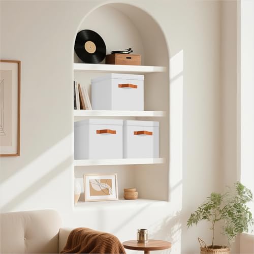 Storage Bins with Lids (White / L(8-Pack))