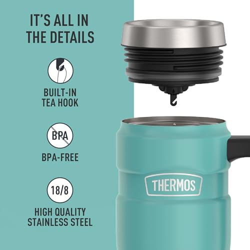 Stainless King Travel Mug with Handle (Matte Teal / 16 Ounces / Handle)