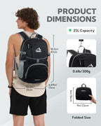 Small Lightweight Packable Hiking Backpack Foldable Travel Daypack (A-black / 25L)