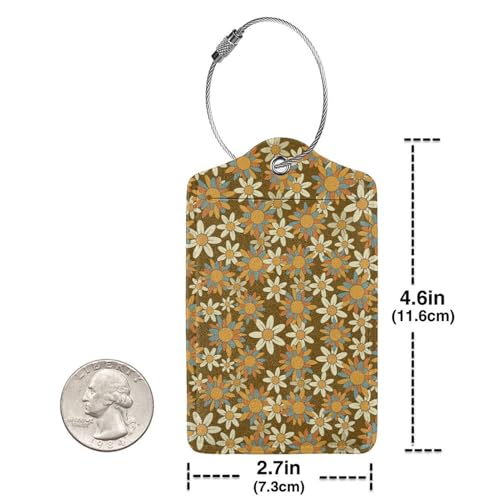 Flowers Leather Luggage Tag with Stainless Steel Ring (1 PCS / Flowers1)