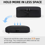 4 Set/6 Set/8 Set Compression Packing Cubes Travel Accessories Expandable Packing Organizers (Square Mesh, 05-Jet Black) (05-Jet Black / Square Mesh)