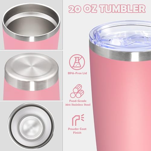 20oz Tumbler Stainless Steel Tumbler Coffee Tumbler with Lid Pink (Pink)