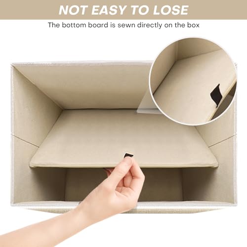 Large 42 Quarts Fabric Storage Bins with Lids [2 (Beige & White / Large - 2 Pack)