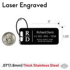 Personalized Luggage Tags for Suitcases 4 Pack (Keychain Black)