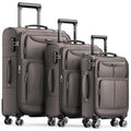 Luggage Sets 3 Piece Softside Expandable Durable Suitcase Sets (Light Coffee / 20in24in28in)