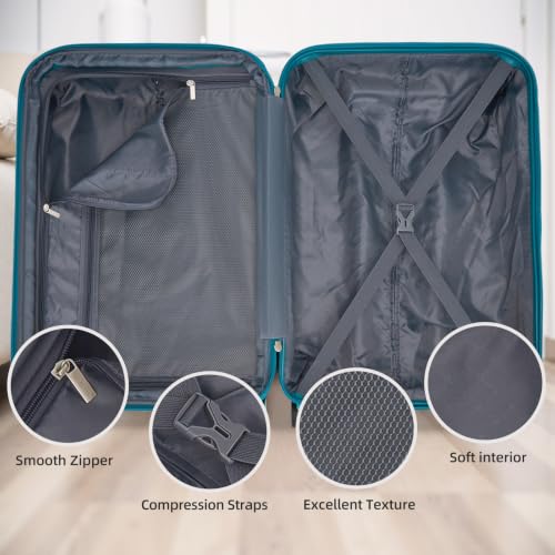 Luggage Sets 4 Piece (Turbo Teal 20-28-Inch / 4 Piece Set (20/28/DB/TB))