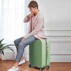 24 Inch Checked Luggage PC Hardshell Suitcases with Wheels for Travel Woman Men (Avocado Green TSA2 / 24-inch)