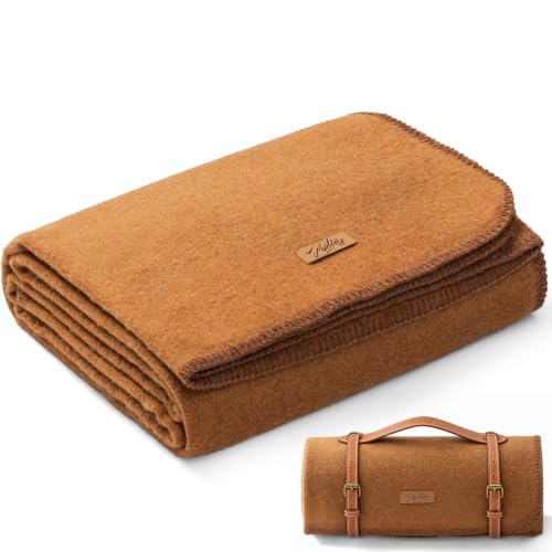 100% Wool Blanket (Dark Camel / Medium)
